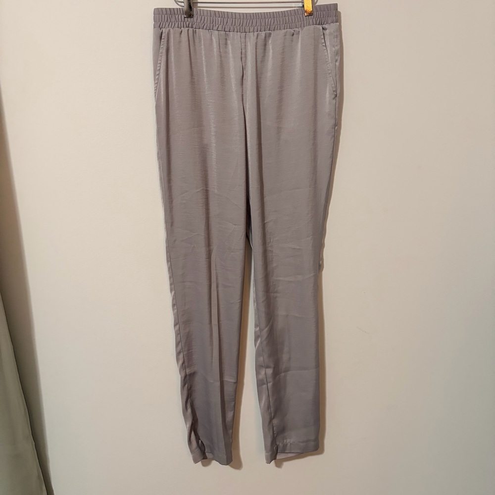 BCBGMAXAZRIA Gray Satin Dress Pants Size Small Elastic Waist